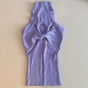 Purple Ribbed Knit Halter Top